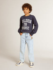 Golden Goose Boys' dark blue sweatshirt with white print