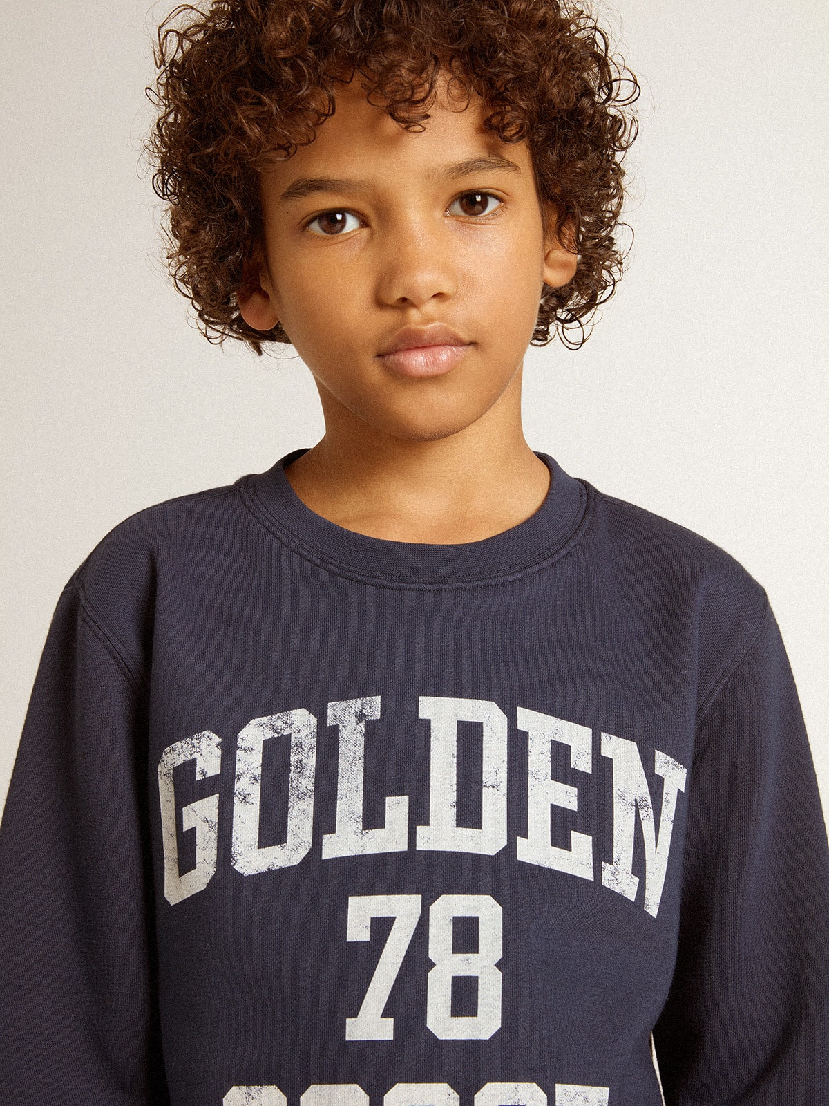 Golden Goose Boys' dark blue sweatshirt with white print