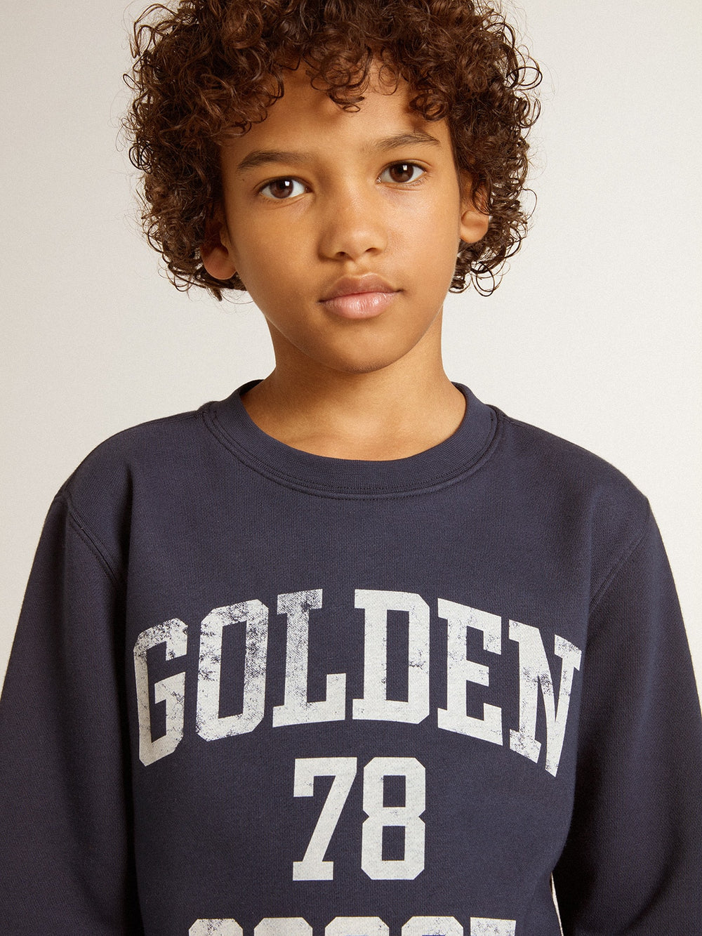 Golden Goose Boys' dark blue sweatshirt with white print