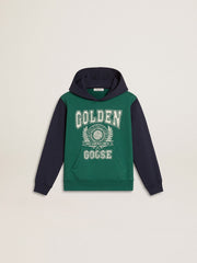 Golden Goose Boys' green and blue sweatshirt with hood and print
