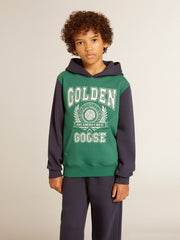 Golden Goose Boys' green and blue sweatshirt with hood and print