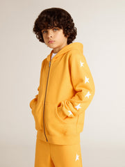 Golden Goose Boys’ orange sweatshirt with zip fastening