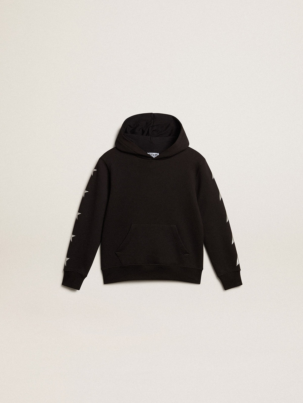 Golden Goose Boys’ hooded sweatshirt in black with contrasting silver stars