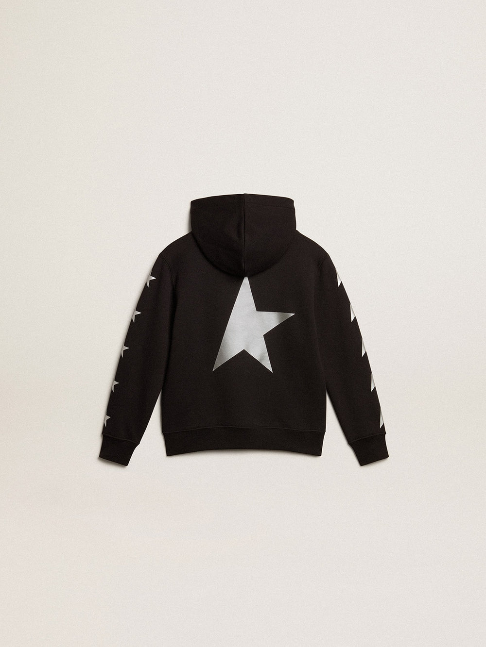 Golden Goose Boys’ hooded sweatshirt in black with contrasting silver stars