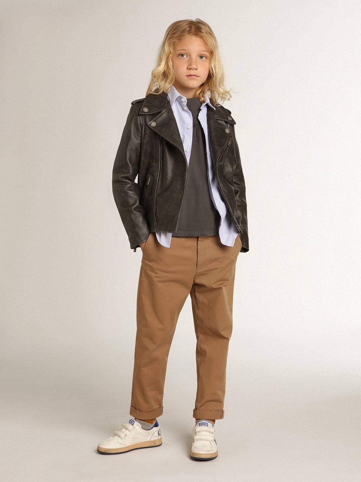 Golden Goose Boys’ shirt with light blue stripes