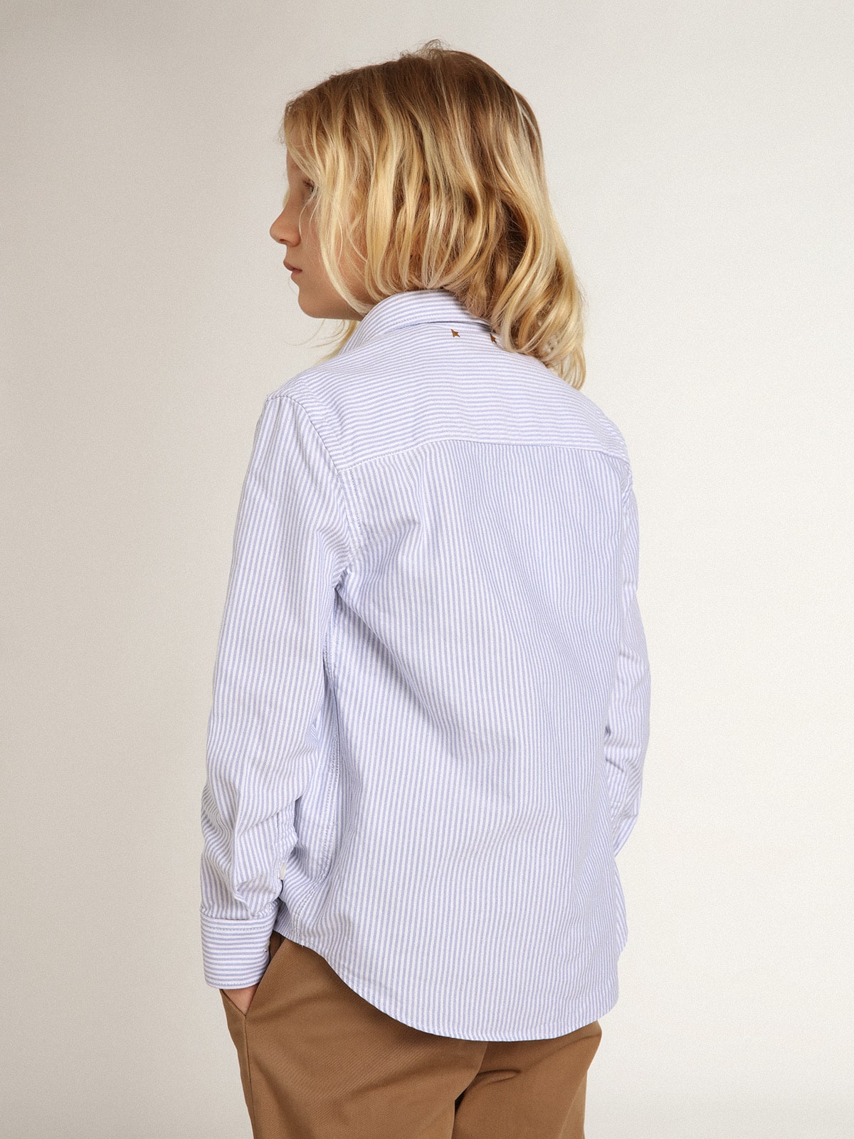 Golden Goose Boys’ shirt with light blue stripes