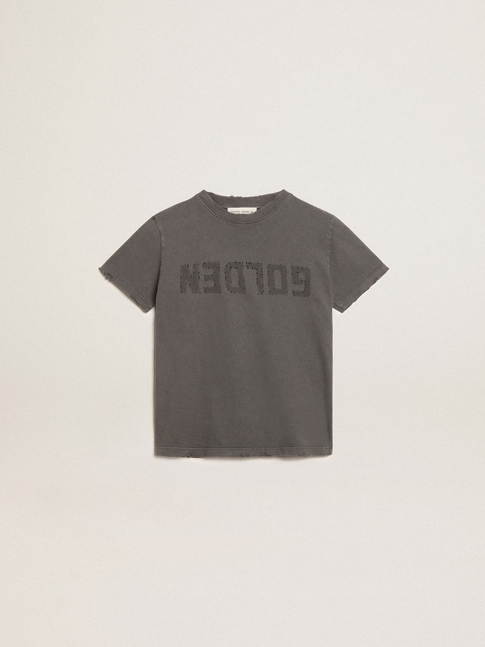Golden Goose Boys’ T-shirt in gray with distressed treatment