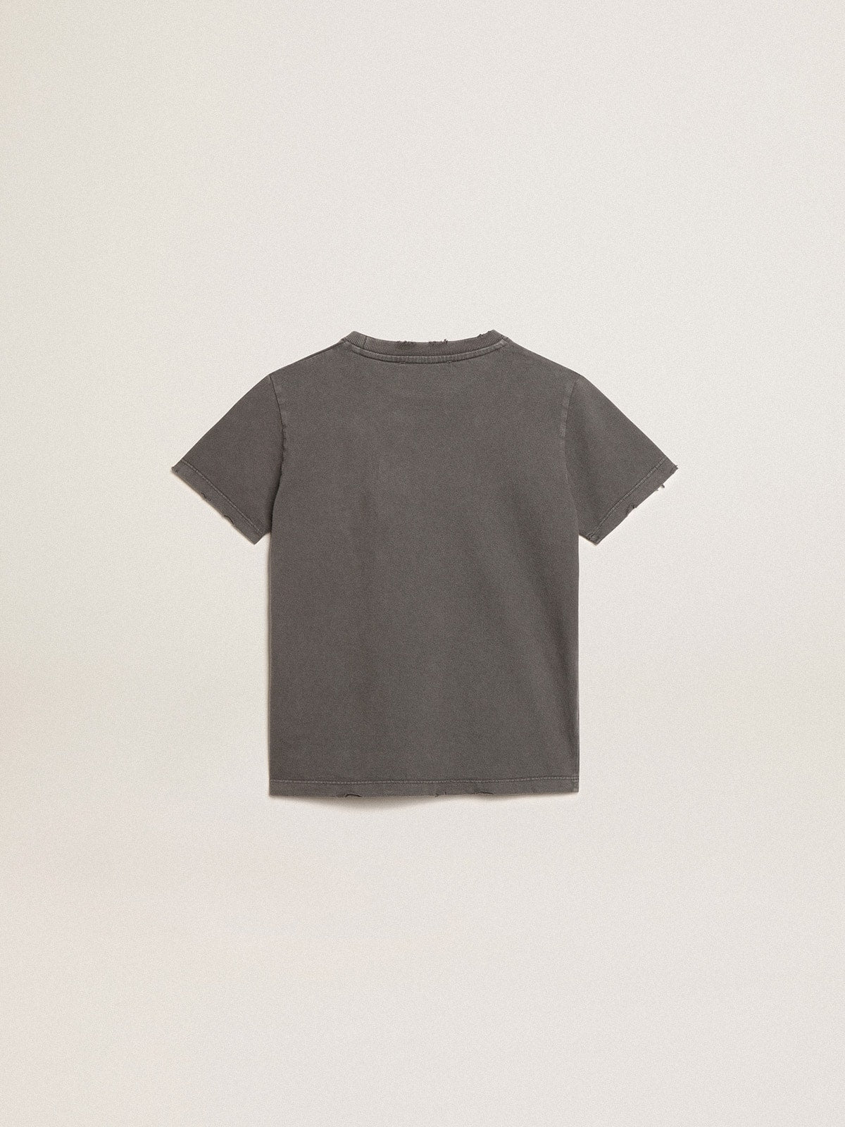 Golden Goose Boys’ T-shirt in gray with distressed treatment