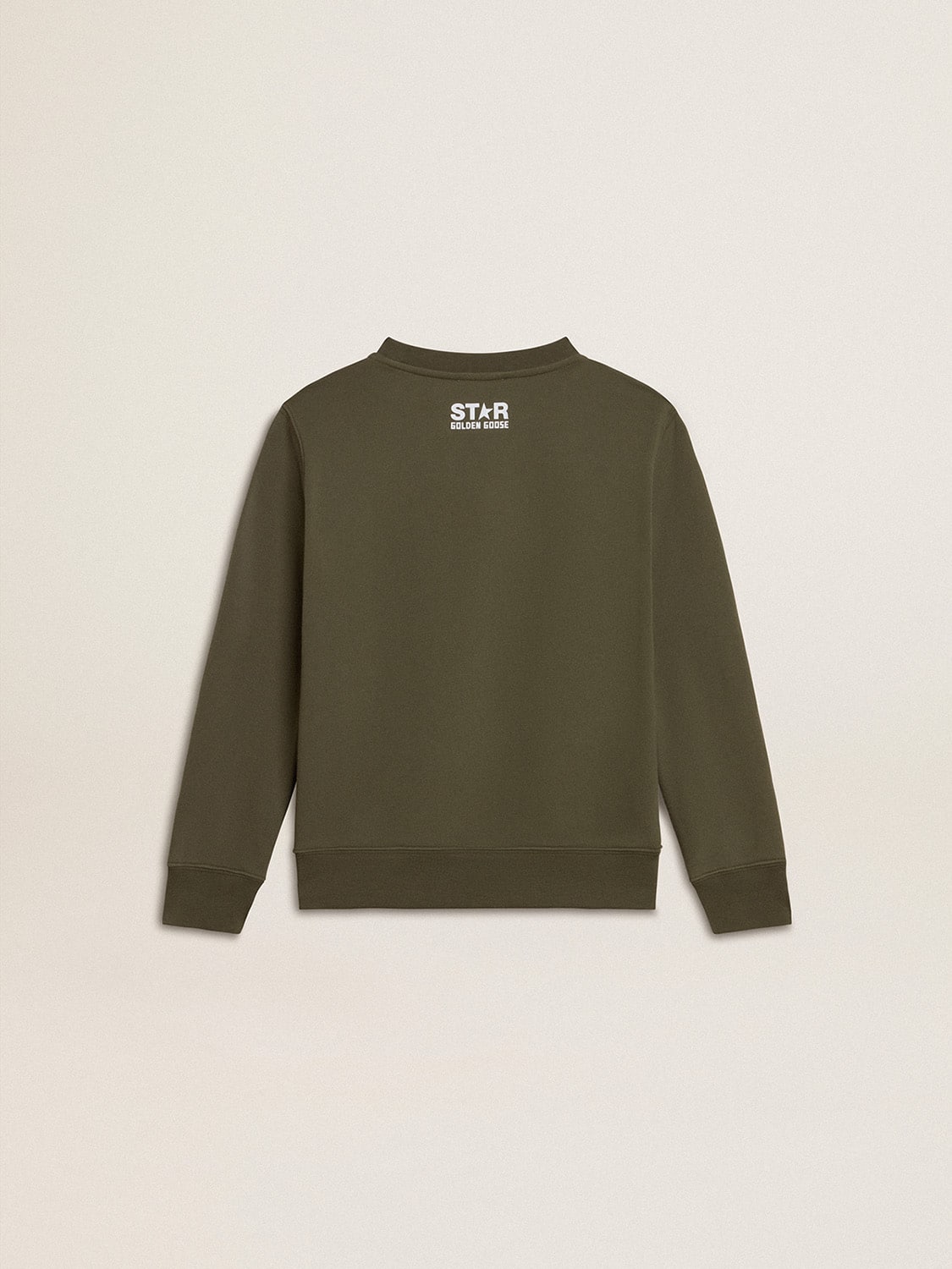 Golden Goose Boys' dark green sweatshirt with white maxi star on the front