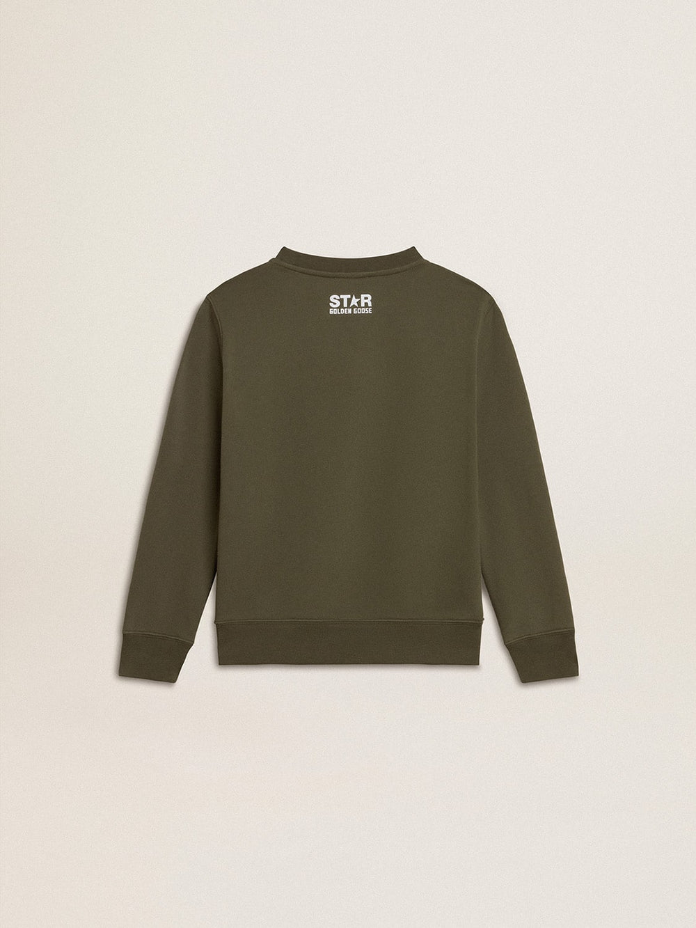 Golden Goose Boys' dark green sweatshirt with white maxi star on the front