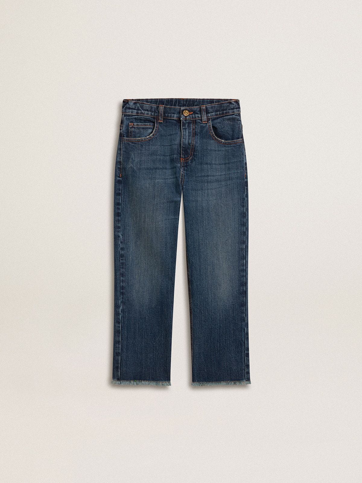 Golden Goose Boys' denim jeans with a raw edge and embroidery