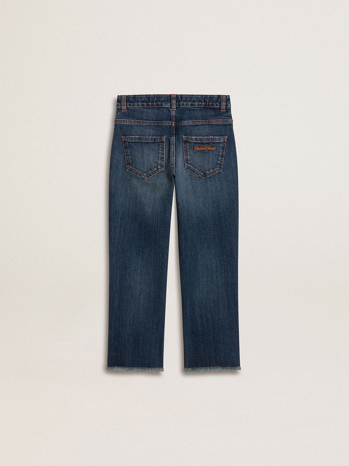 Golden Goose Boys' denim jeans with a raw edge and embroidery
