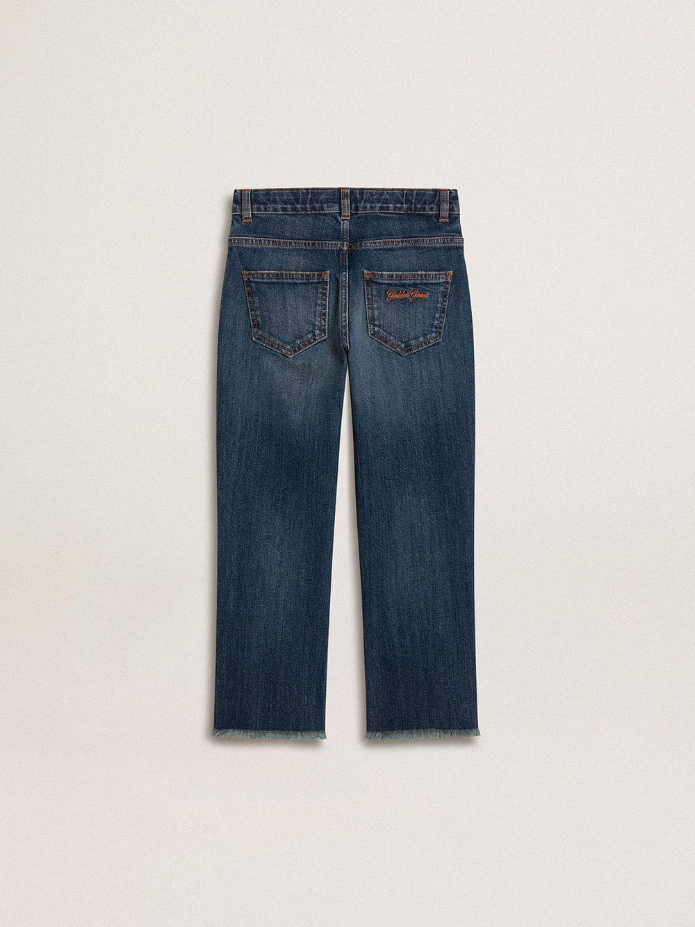 Golden Goose Boys' denim jeans with a raw edge and embroidery