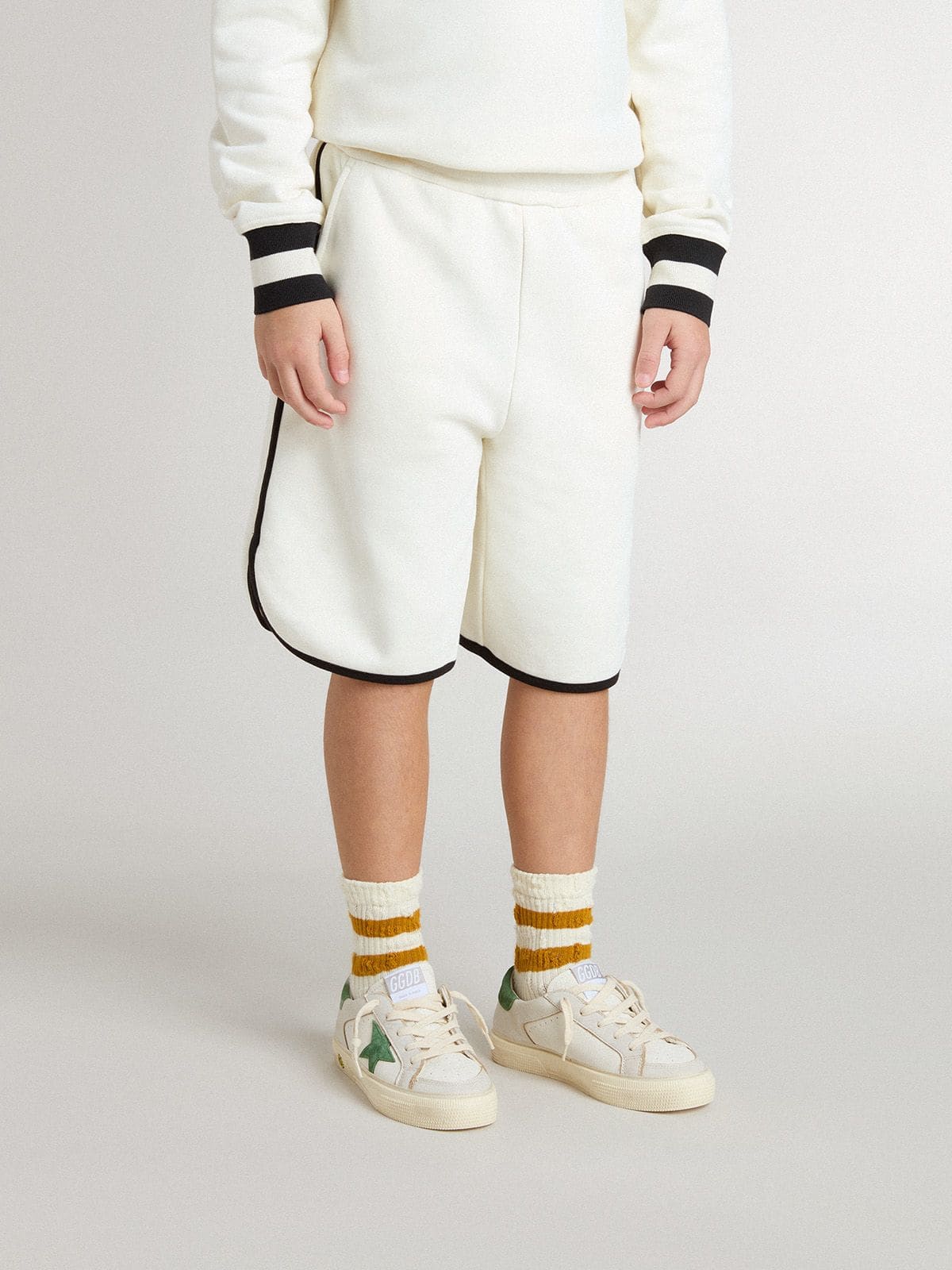 Golden Goose Boy's white shorts with embroidered logo