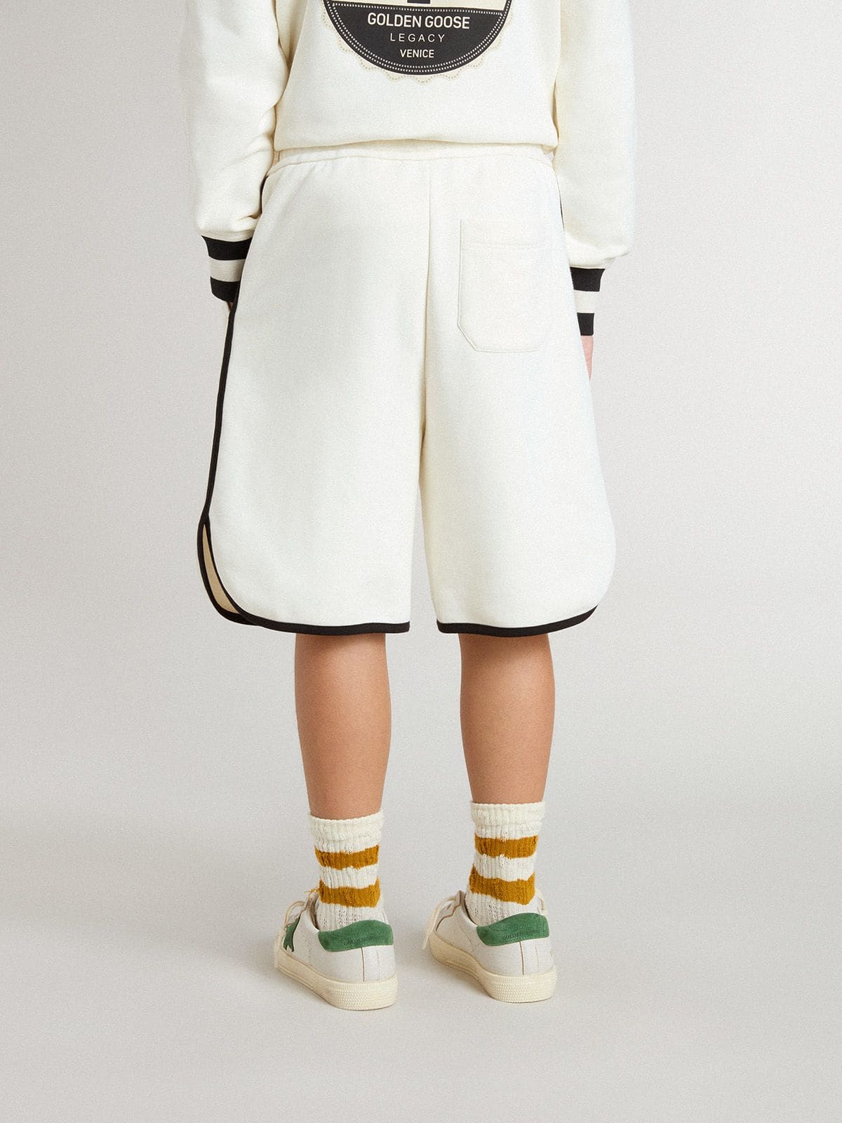 Golden Goose Boy's white shorts with embroidered logo
