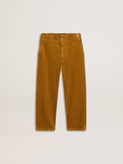 Golden Goose Boys' tobacco-colored chino pants with embroidery