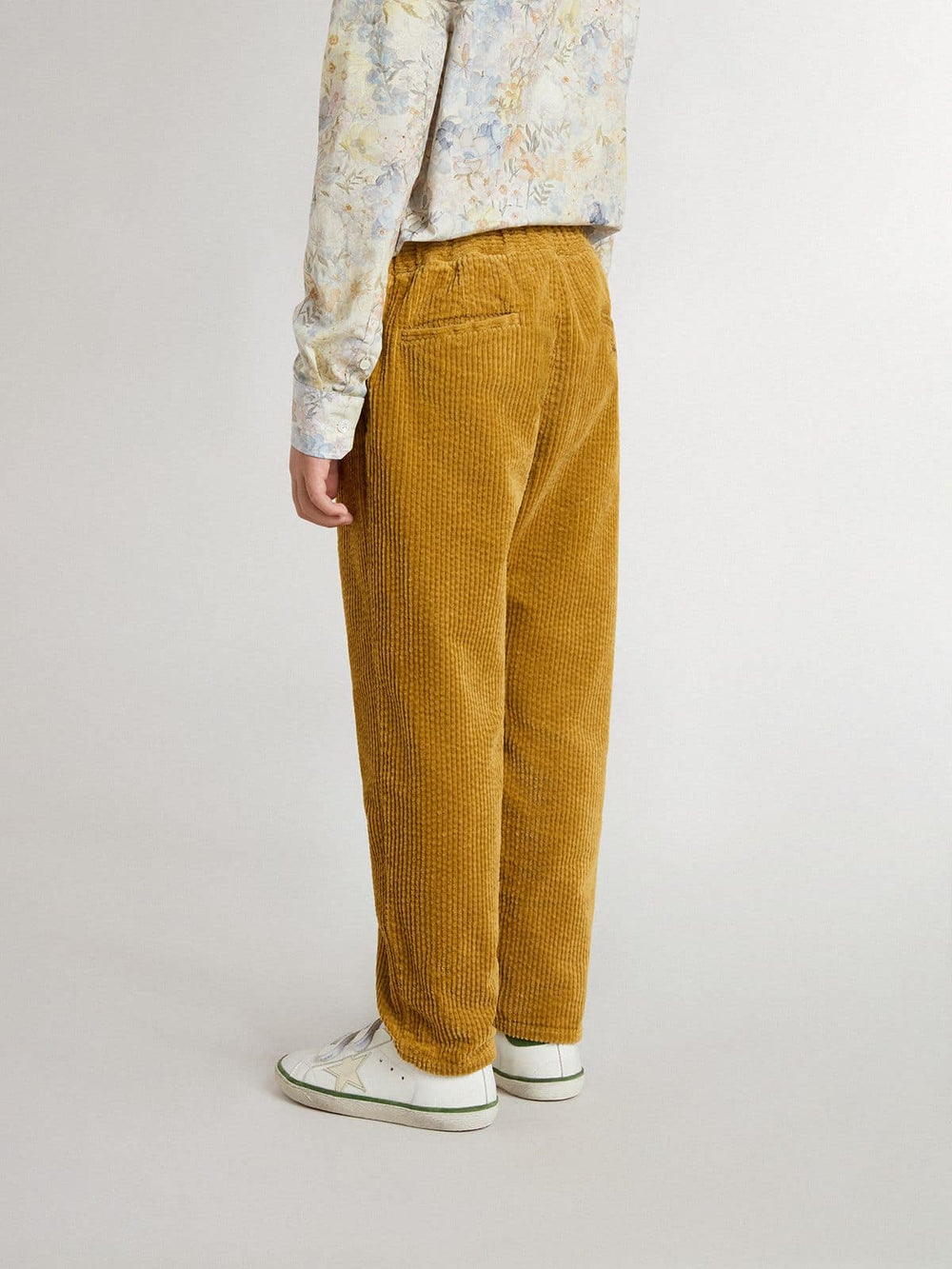 Golden Goose Boys' tobacco-colored chino pants with embroidery