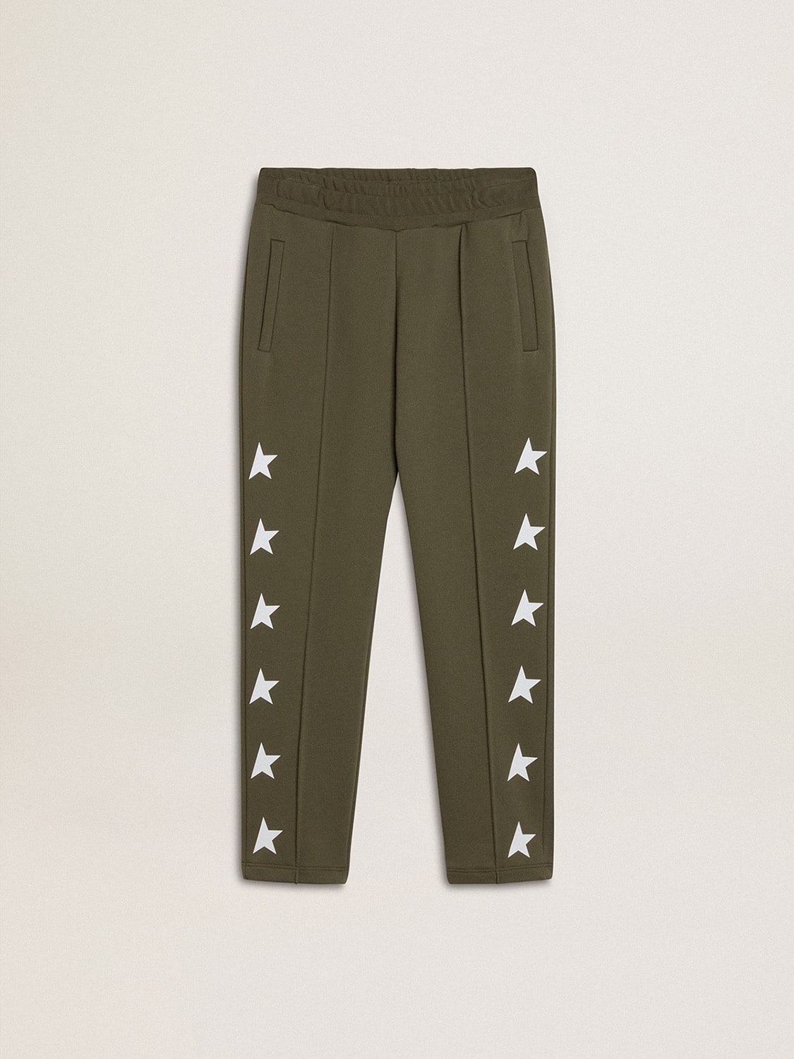 Golden Goose Boys' military-green joggers with white stars