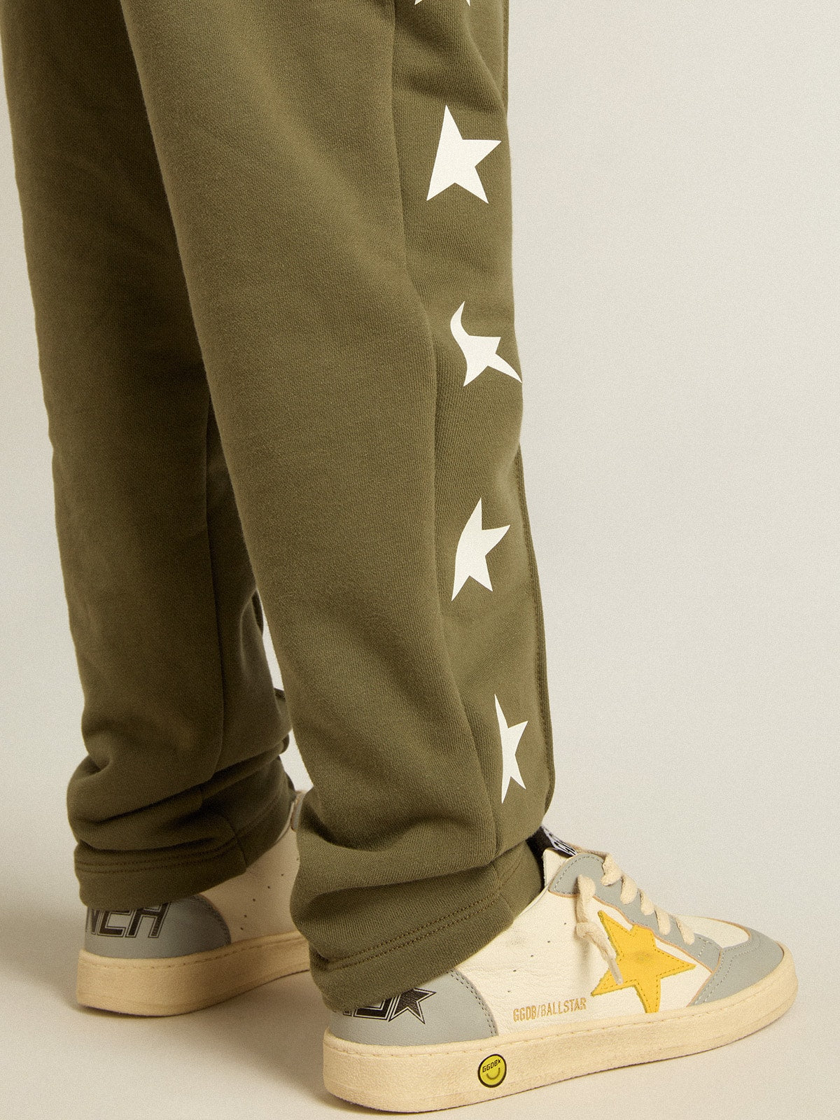 Golden Goose Boys' military-green joggers with white stars