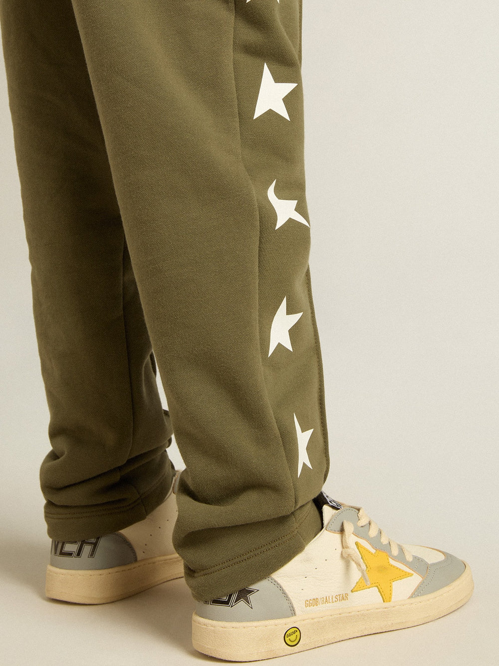 Golden Goose Boys' military-green joggers with white stars