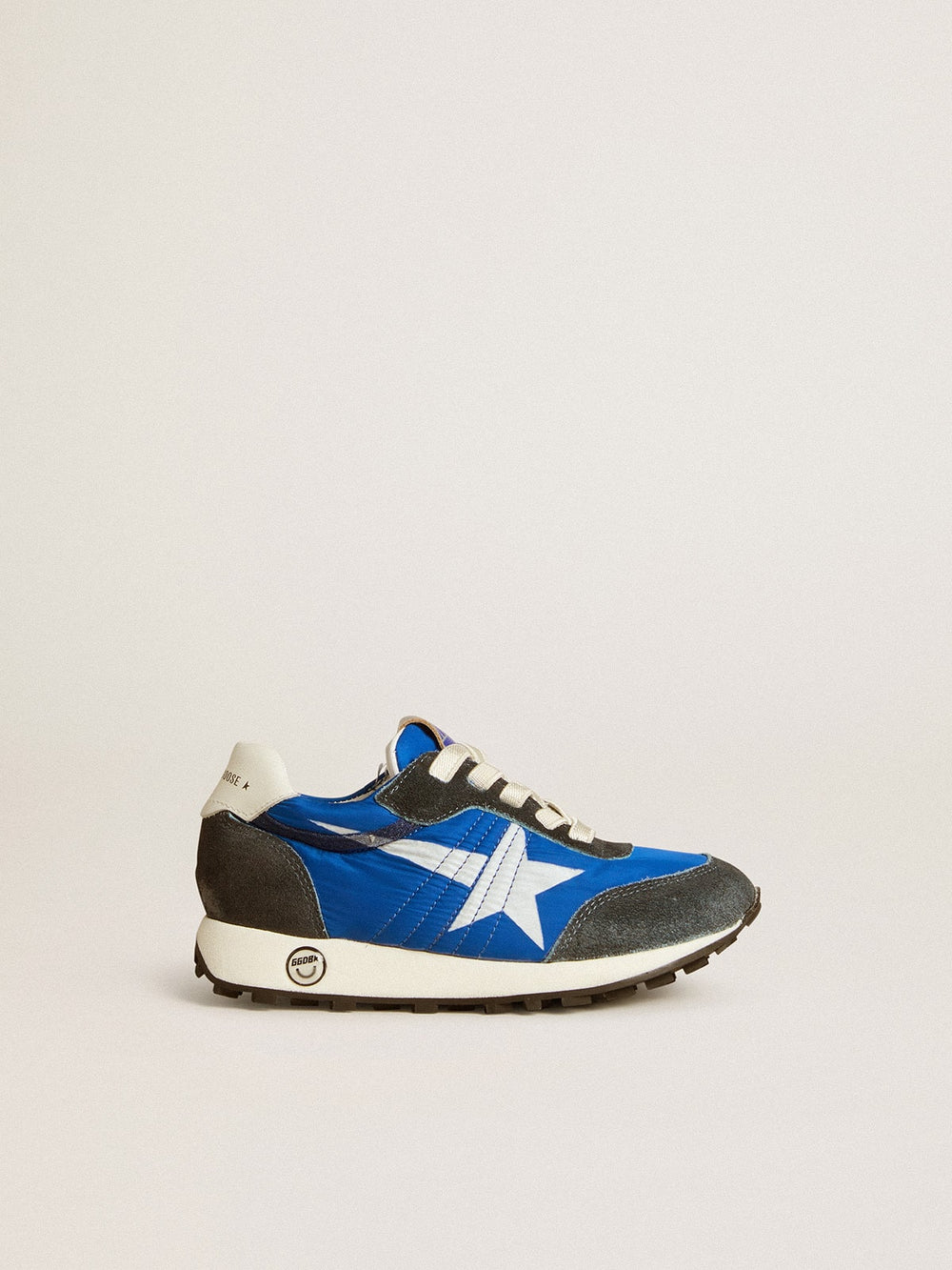 Golden Goose Marathon Junior in blue nylon with printed star and leather heel tab
