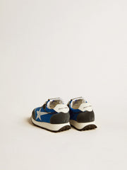 Golden Goose Marathon Junior in blue nylon with printed star and leather heel tab