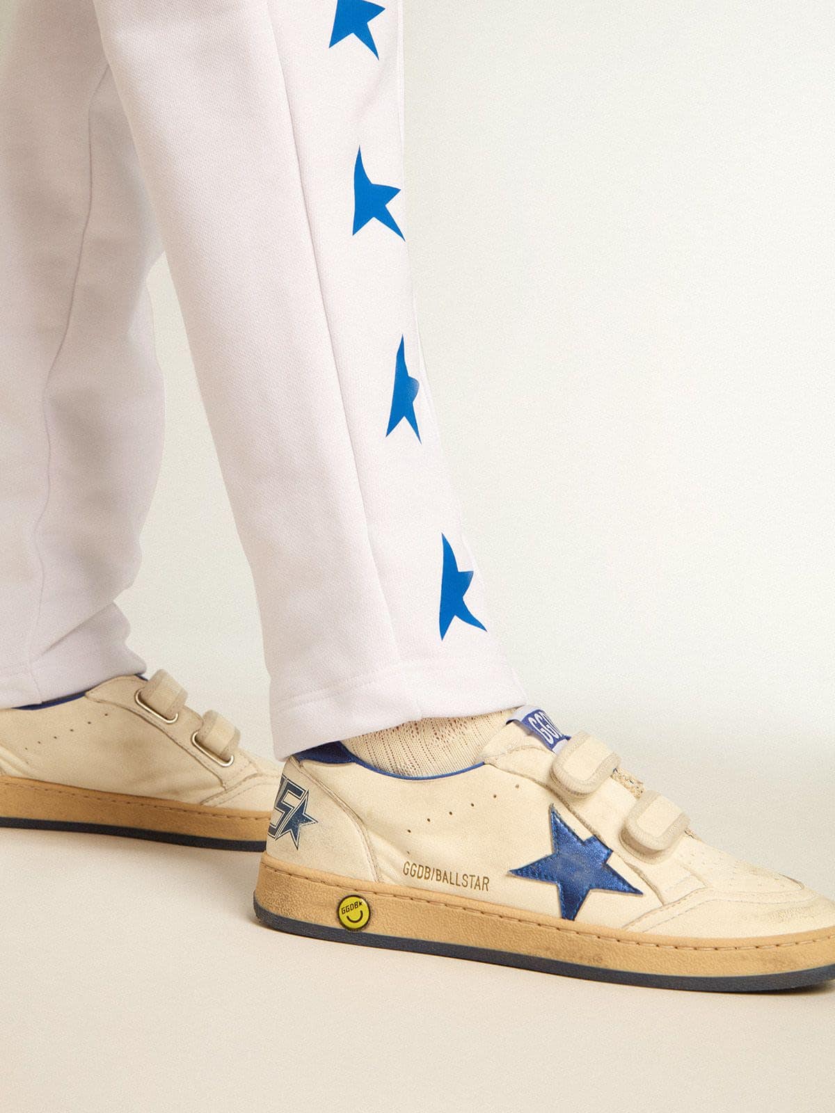 Golden Goose Ball Star Junior with blue metallic leather star and heel tab
