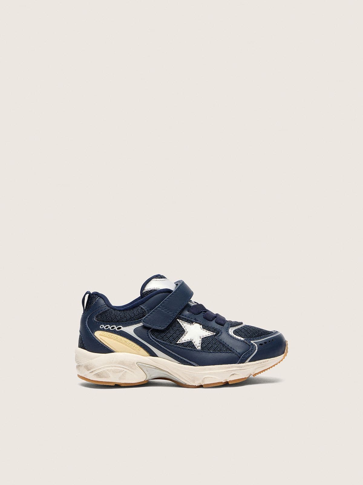 Golden Goose Junior Lightstar in blue leather and mesh with gray leather star