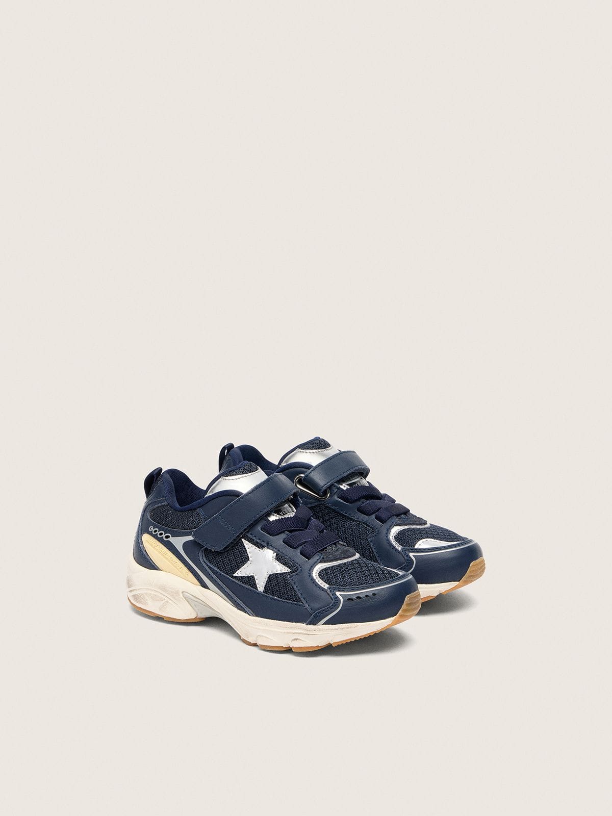Golden Goose Junior Lightstar in blue leather and mesh with gray leather star