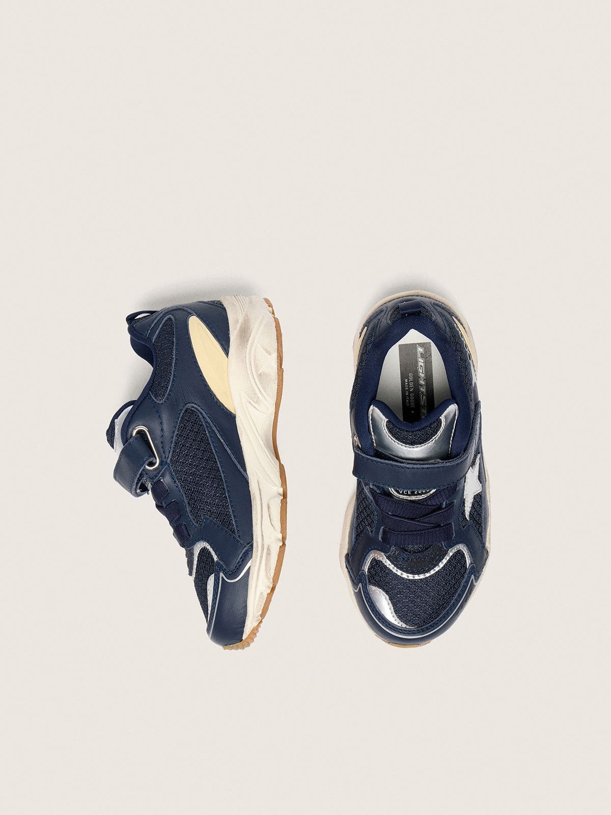 Golden Goose Junior Lightstar in blue leather and mesh with gray leather star