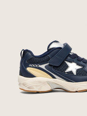 Golden Goose Junior Lightstar in blue leather and mesh with gray leather star
