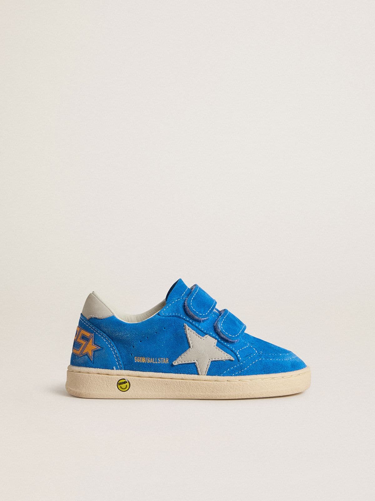Golden Goose Junior Ball Star in light blue suede with gray nubuck star and heel tab