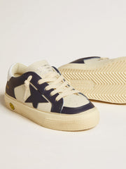 Golden Goose May Junior in white and blue leather with leather star and heel tab