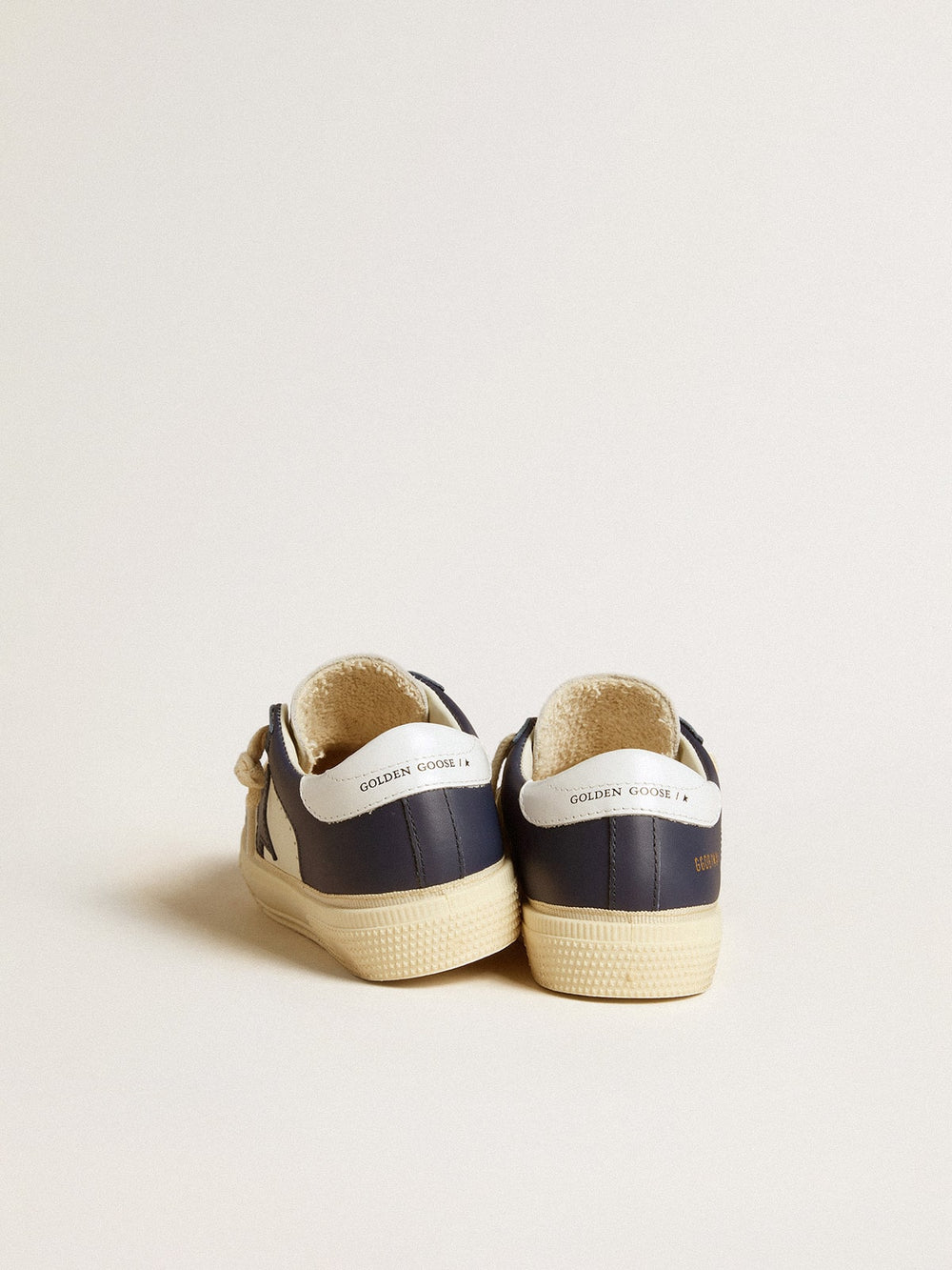 Golden Goose May Junior in white and blue leather with leather star and heel tab