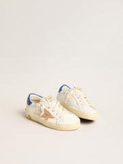 Golden Goose Junior Super-Star in nappa leather with a beige star and blue heel tab