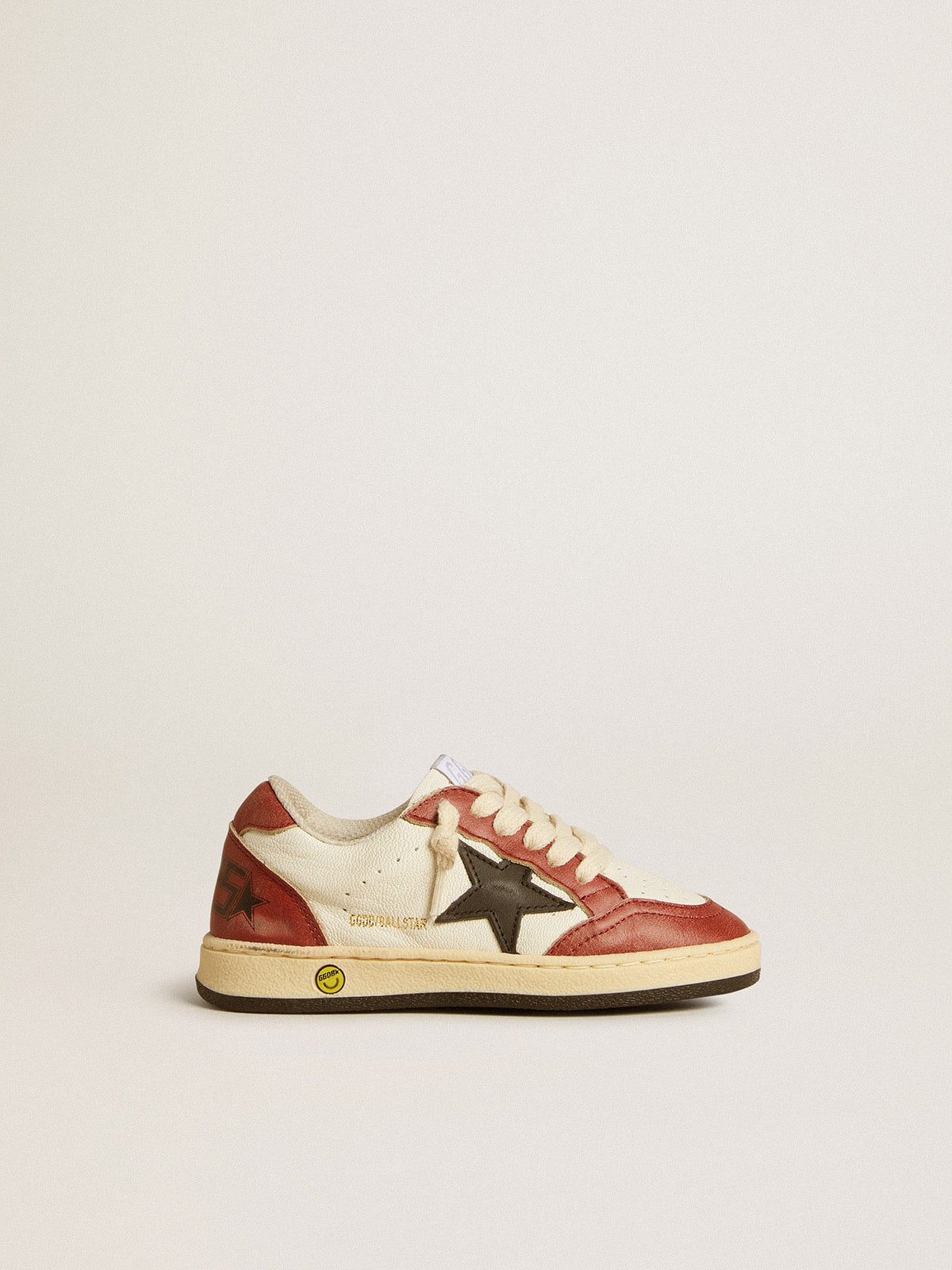 Golden Goose Ball Star Junior in nappa with black star and red leather inserts