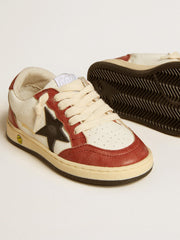 Golden Goose Ball Star Junior in nappa with black star and red leather inserts