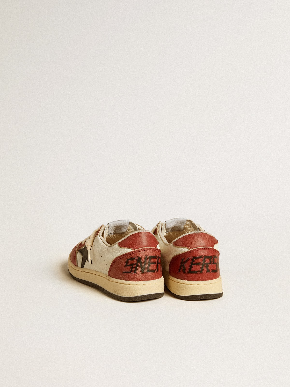 Golden Goose Ball Star Junior in nappa with black star and red leather inserts