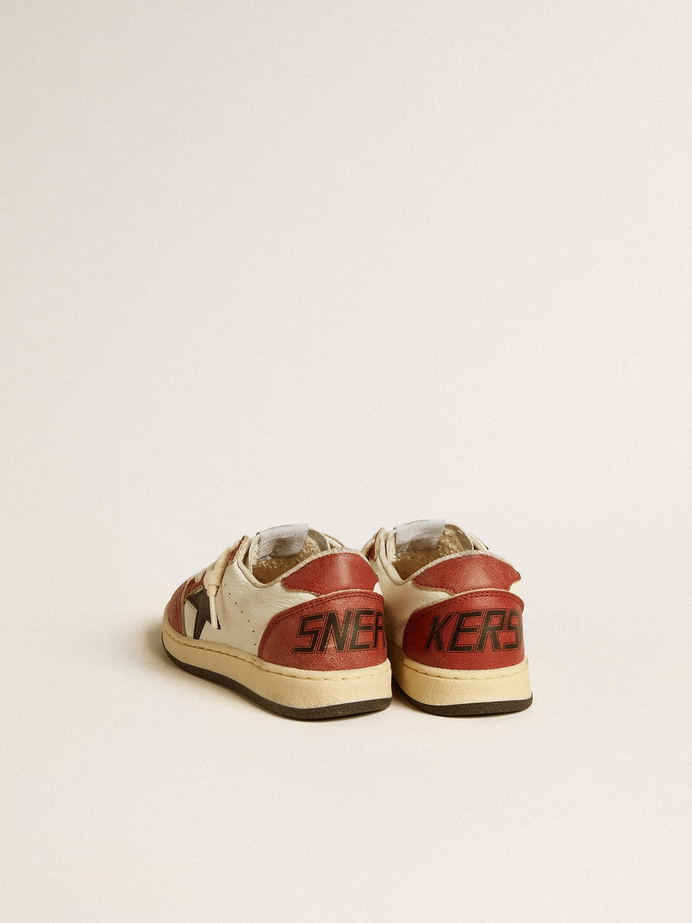 Golden Goose Ball Star Junior in nappa with black star and red leather inserts