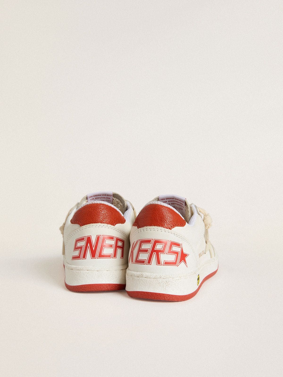 Golden Goose Junior Ball Star in leather with cream-colored star and red leather heel tab