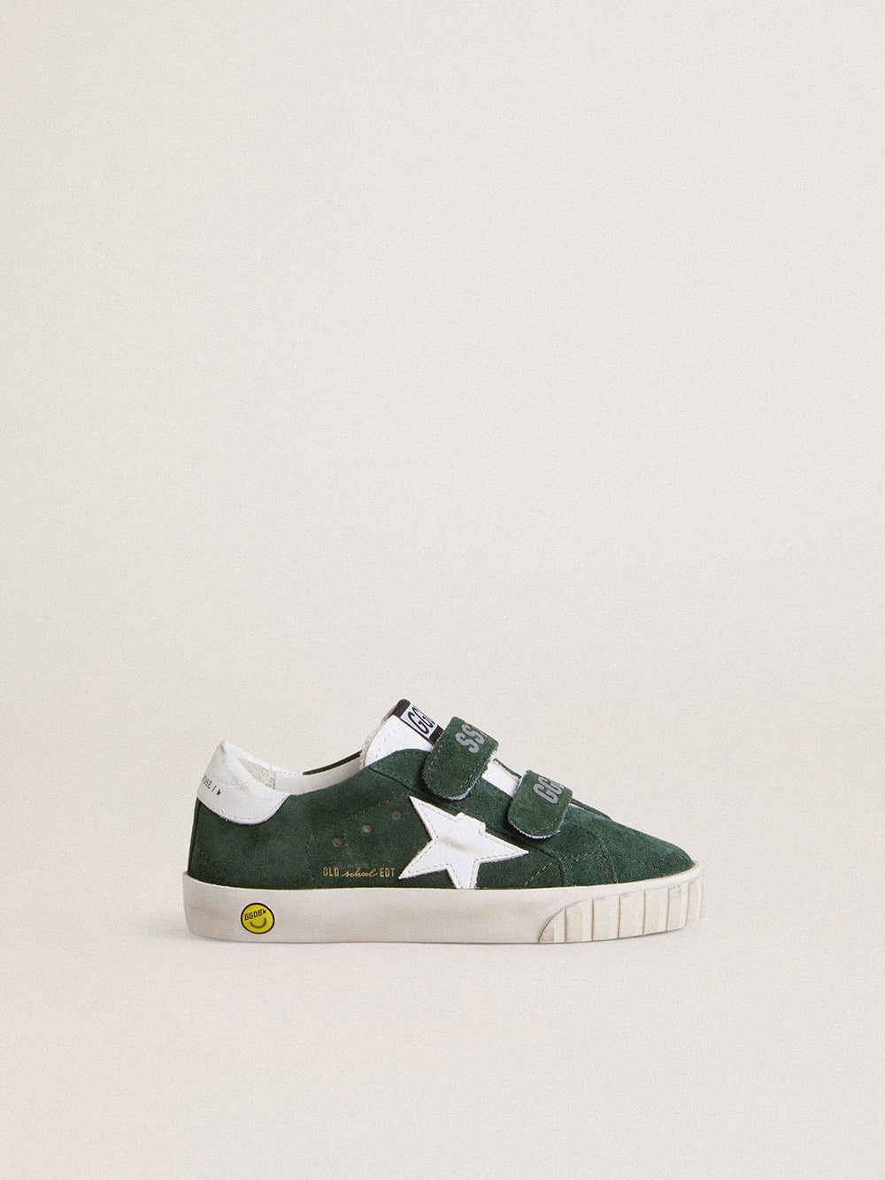 Golden Goose Old School Junior in green suede with white leather star and heel tab