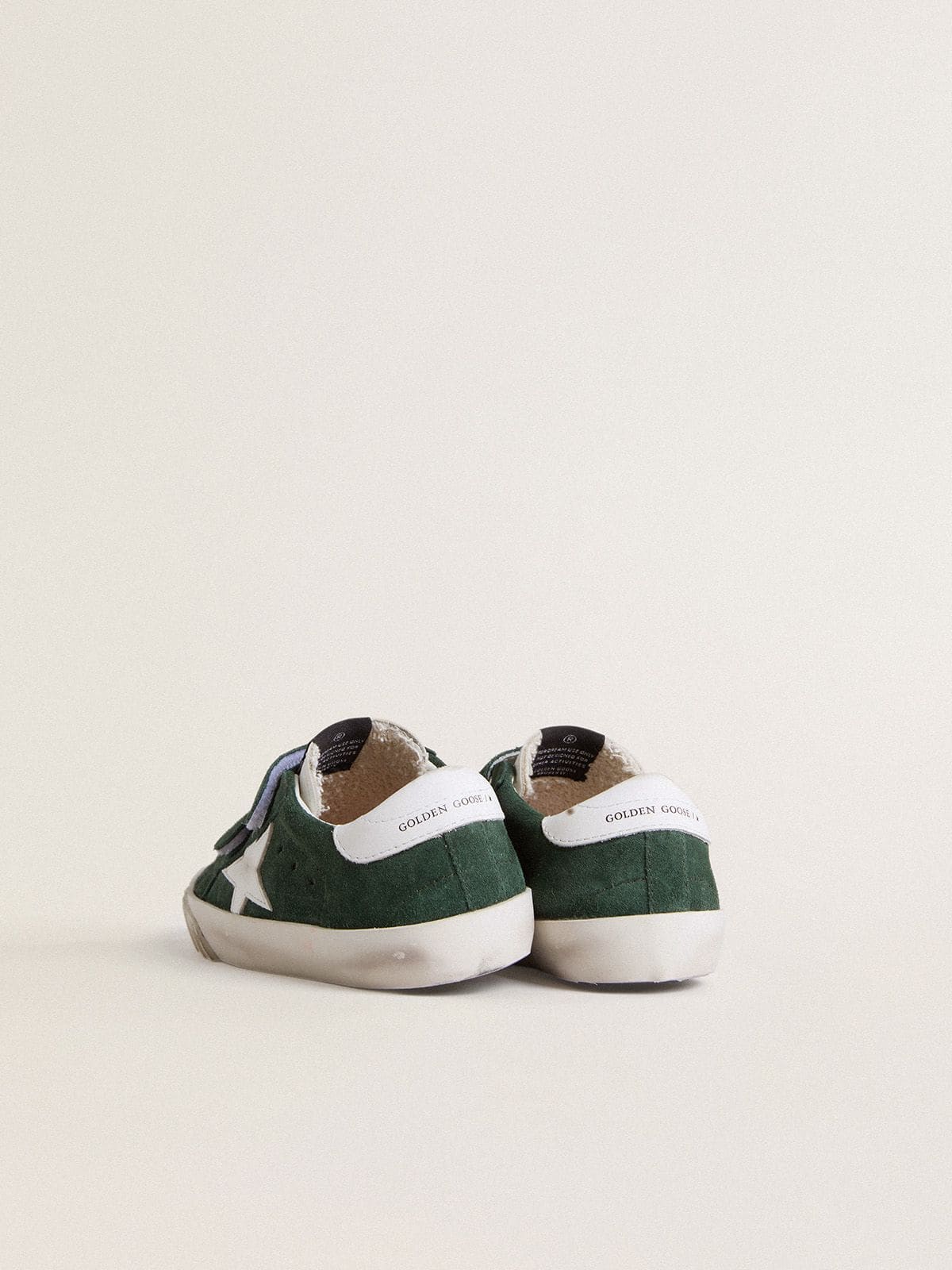 Golden Goose Old School Junior in green suede with white leather star and heel tab