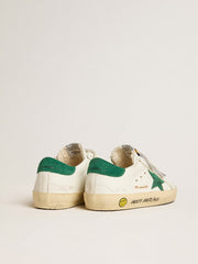 Golden Goose Old School Junior with green suede star and heel tab