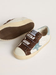 Golden Goose Old School Young in nappa with light blue suede star and brown suede inserts