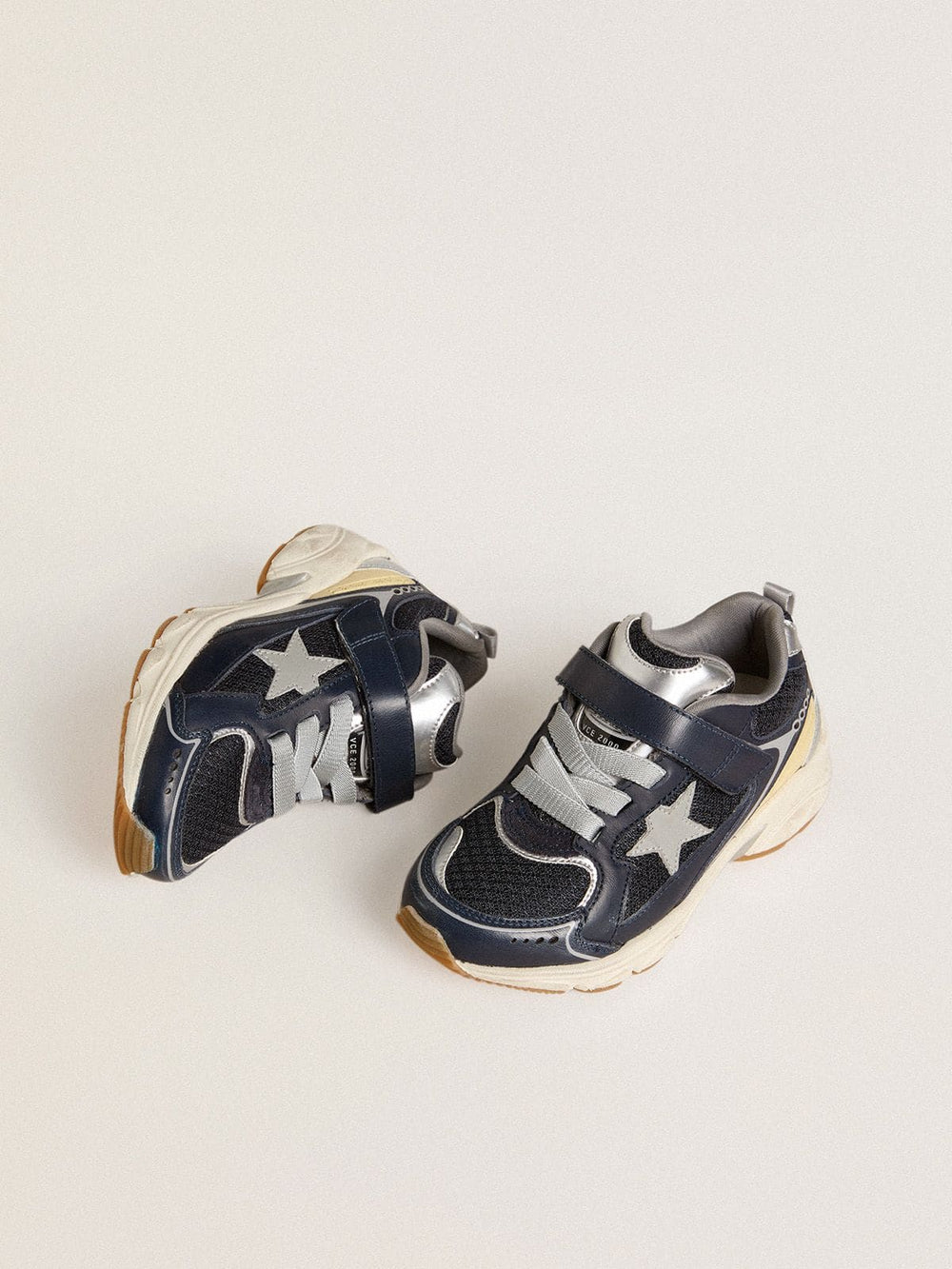 Golden Goose Young Lightstar in blue leather and mesh with gray leather star