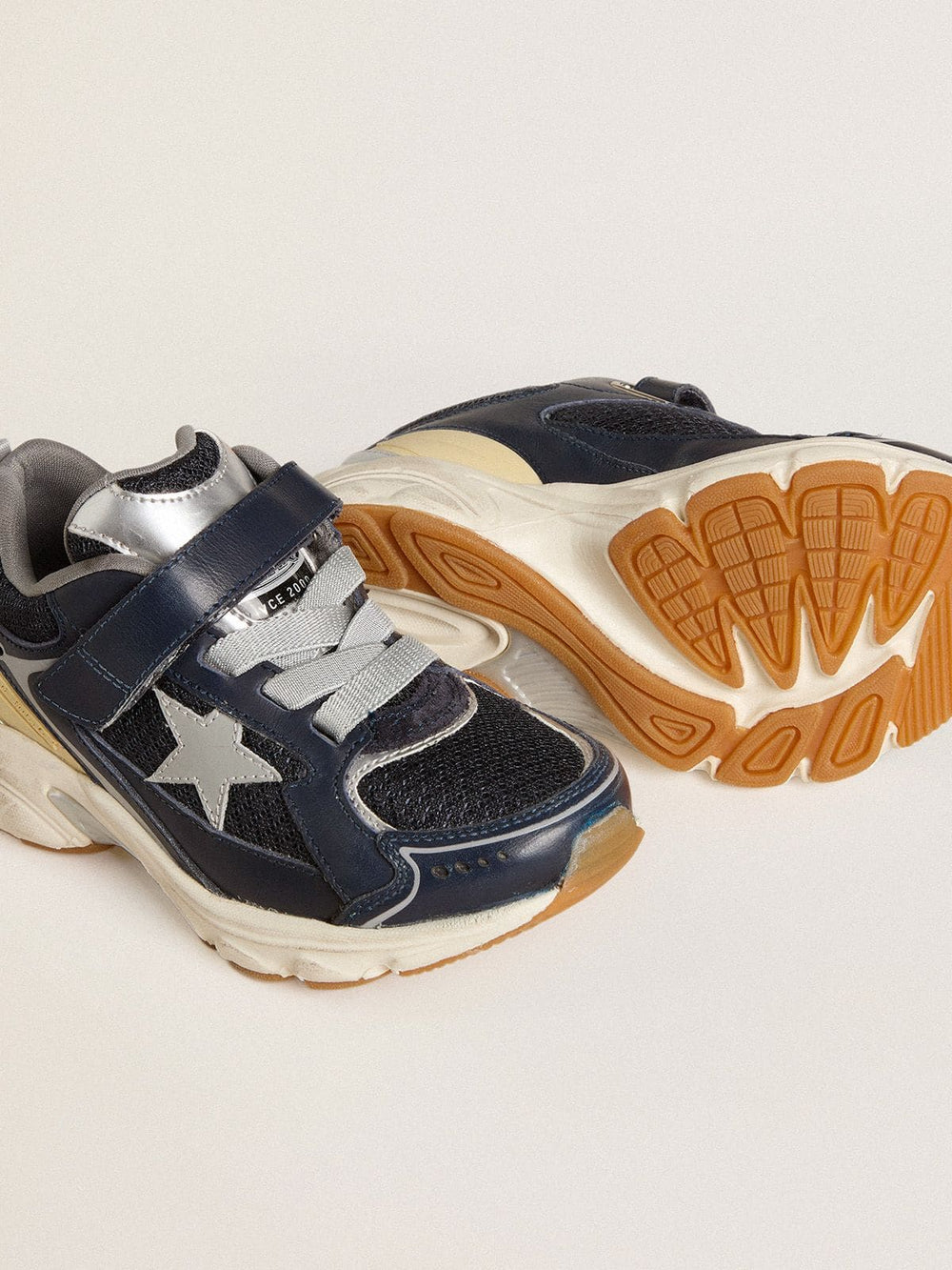 Golden Goose Young Lightstar in blue leather and mesh with gray leather star