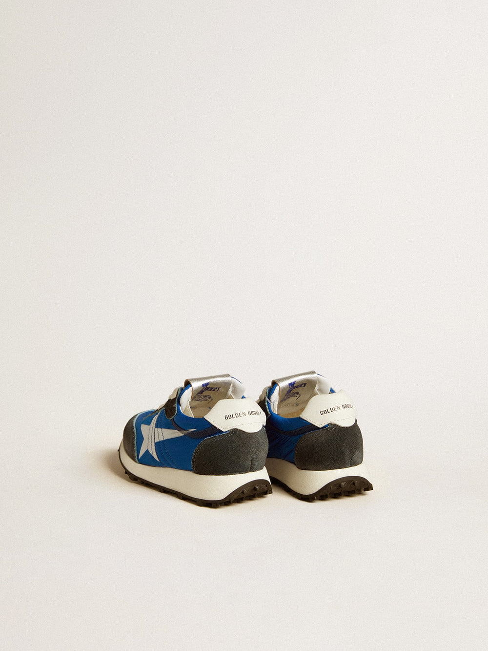 Golden Goose Marathon Young in blue nylon with printed star and leather heel tab