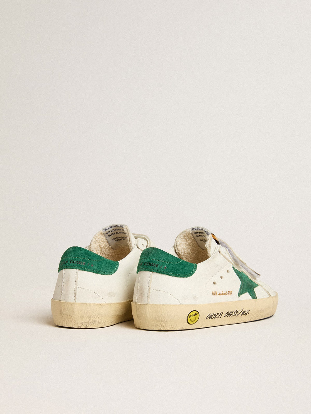 Golden Goose Old School Young with green suede star and heel tab