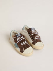 Golden Goose Teen Old School in nappa with light blue suede star and brown suede inserts