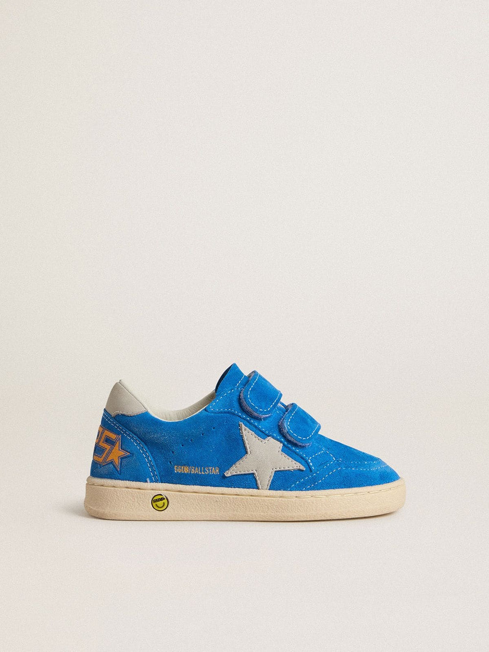 Golden Goose Young Ball Star in light blue suede with gray nubuck star and heel tab